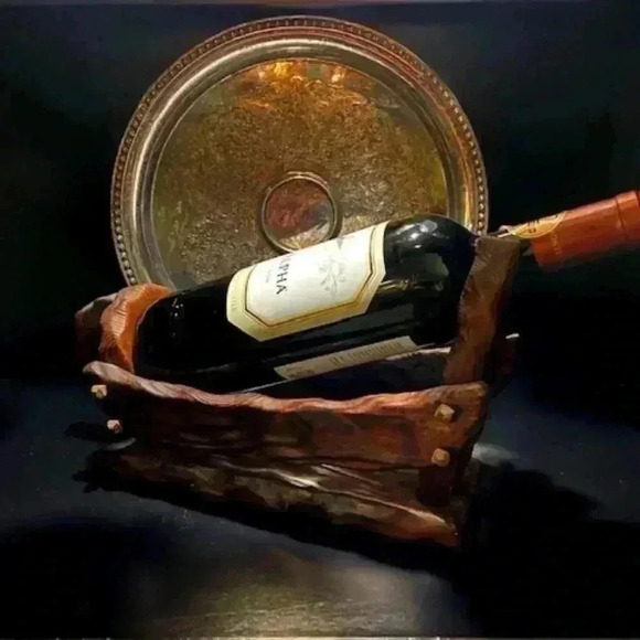 Vintage Rustic Solid Wood Wine Bottle Holder. - Picture 1 of 11
